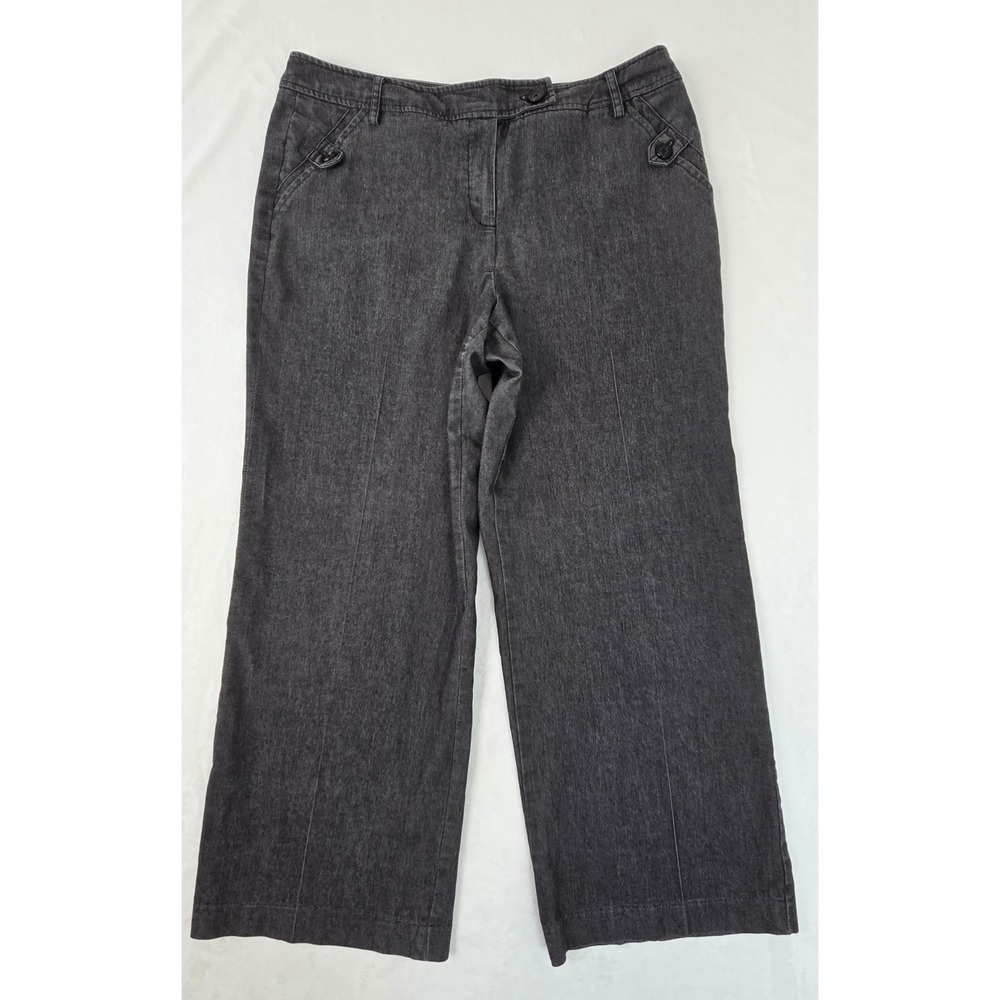Sandro‎ Pants Women 14 Gray Excellent Wide Leg Cotton Blend Stretch Pockets